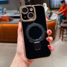 For iPhone 15 Charm Eye Electroplating Metal Holder Phone Case(Black) - 1