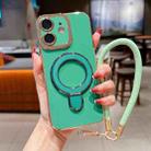 For iPhone 12 Charm Eye Electroplating Metal Holder Phone Case with Lanyard(Green) - 1