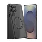 For Samsung Galaxy S25 Ultra 5G GKK Semi-transparent Skin Feel MagSafe Holder Phone Case(Black) - 1