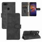 For Motorola Moto E6 Play Solid Color Skin Feel Magnetic Buckle Horizontal Flip Calf Texture PU Leather Case with Holder & Card Slots & Wallet(Black) - 1