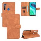 For Motorola Moto G8 Solid Color Skin Feel Magnetic Buckle Horizontal Flip Calf Texture PU Leather Case with Holder & Card Slots & Wallet(Brown) - 1