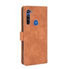 For Motorola Moto G8 Solid Color Skin Feel Magnetic Buckle Horizontal Flip Calf Texture PU Leather Case with Holder & Card Slots & Wallet(Brown) - 3