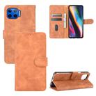 For Motorola Moto G 5G Plus Solid Color Skin Feel Magnetic Buckle Horizontal Flip Calf Texture PU Leather Case with Holder & Card Slots & Wallet(Brown) - 1