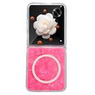 For Honor Magic V Flip Pearlescent Shell Texture MagSafe Phone Case(Red) - 1