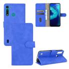 For Motorola Moto G8 Power Lite Solid Color Skin Feel Magnetic Buckle Horizontal Flip Calf Texture PU Leather Case with Holder & Card Slots & Wallet(Blue) - 1