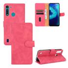 For Motorola Moto G8 Power Lite Solid Color Skin Feel Magnetic Buckle Horizontal Flip Calf Texture PU Leather Case with Holder & Card Slots & Wallet(Rose Red) - 1