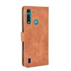 For Motorola Moto G8 Power Lite Solid Color Skin Feel Magnetic Buckle Horizontal Flip Calf Texture PU Leather Case with Holder & Card Slots & Wallet(Brown) - 3