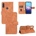 For Motorola Moto E(2020) Solid Color Skin Feel Magnetic Buckle Horizontal Flip Calf Texture PU Leather Case with Holder & Card Slots & Wallet(Brown) - 1