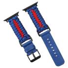 For Apple Watch 42mm / 41mm / 40mm / 38mm Double Leather Buckle Paracord Nylon Watch Band(Blue) - 1