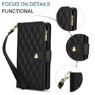 For Sony Xperia 10 VI YM016 Rhombic Zipper Card Wallet Leather Phone Case with Lanyard(Black) - 2