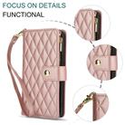 For Sony Xperia 10 VI YM016 Rhombic Zipper Card Wallet Leather Phone Case with Lanyard(Rose Gold) - 2