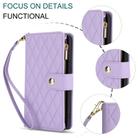 For Sony Xperia 10 VI YM016 Rhombic Zipper Card Wallet Leather Phone Case with Lanyard(Light Purple) - 2