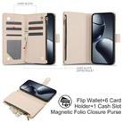 For Xiaomi 14T 5G YM016 Rhombic Zipper Card Wallet Leather Phone Case with Lanyard(Apricot) - 3