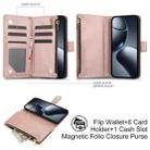 For Xiaomi 14T 5G YM016 Rhombic Zipper Card Wallet Leather Phone Case with Lanyard(Rose Gold) - 3