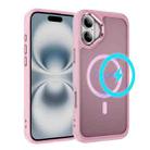 For iPhone 16 Hardware Lens Protection MagSafe Magnetic PC Hybrid TPU Phone Case(Pink) - 1