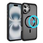 For iPhone 16 Hardware Lens Protection MagSafe Magnetic PC Hybrid TPU Phone Case(Black) - 1