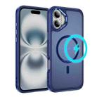 For iPhone 16 Hardware Lens Protection MagSafe Magnetic PC Hybrid TPU Phone Case(Blue) - 1