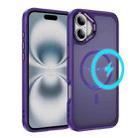 For iPhone 16 Hardware Lens Protection MagSafe Magnetic PC Hybrid TPU Phone Case(Purple) - 1