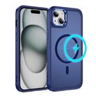 For iPhone 15 Hardware Lens Protection MagSafe Magnetic PC Hybrid TPU Phone Case(Blue) - 1