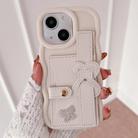 For iPhone 14 Plus Wristband Leather Love Holder Card Bag Phone Case(White) - 1