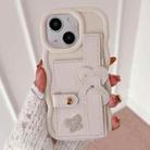 For iPhone 14 Wristband Leather Love Holder Card Bag Phone Case(White) - 1