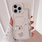 For iPhone 12 Pro Max Wristband Leather Love Holder Card Bag Phone Case(White) - 1