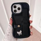 For iPhone 11 Pro Wristband Leather Love Holder Card Bag Phone Case(Black) - 1