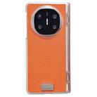 For Huawei Mate X6 Transparent Edge Spring Axis Litchi Texture Phone Case(Orange) - 1