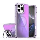 For iPhone 16 Pro Max Plating Gradient Discolor MagSafe Phone Case with Holder(Purple) - 1