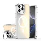 For iPhone 16 Pro Max Plating Gradient Discolor MagSafe Phone Case with Holder(White) - 1