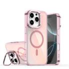 For iPhone 16 Pro Plating Gradient Discolor MagSafe Phone Case with Holder(Pink) - 1