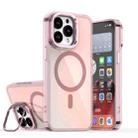 For iPhone 15 Pro Max Plating Gradient Discolor MagSafe Phone Case with Holder(Pink) - 1