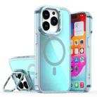 For iPhone 15 Pro Plating Gradient Discolor MagSafe Phone Case with Holder(Blue) - 1