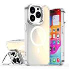 For iPhone 15 Pro Plating Gradient Discolor MagSafe Phone Case with Holder(White) - 1