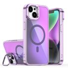 For iPhone 15 Plus Plating Gradient Discolor MagSafe Phone Case with Holder(Purple) - 1