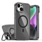 For iPhone 15 Plus Plating Gradient Discolor MagSafe Phone Case with Holder(Black) - 1