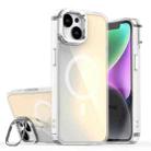 For iPhone 15 Plus Plating Gradient Discolor MagSafe Phone Case with Holder(White) - 1