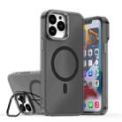 For iPhone 14 Pro Plating Gradient Discolor MagSafe Phone Case with Holder(Black) - 1