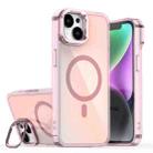 For iPhone 13 Plating Gradient Discolor MagSafe Phone Case with Holder(Pink) - 1