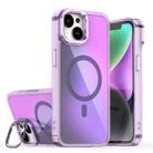 For iPhone 13 Plating Gradient Discolor MagSafe Phone Case with Holder(Purple) - 1