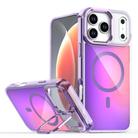 For iPhone 17 Pro Max Plating Gradient Discolor MagSafe Phone Case with Holder(Purple) - 1
