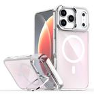 For iPhone 17 Pro Max Plating Gradient Discolor MagSafe Phone Case with Holder(White) - 1