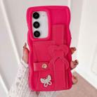 For Samsung Galaxy S23+ 5G Wristband Leather Love Holder Card Bag Phone Case(Rose Red) - 1