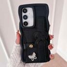 For Samsung Galaxy S23 FE 5G Wristband Leather Love Holder Card Bag Phone Case(Black) - 1