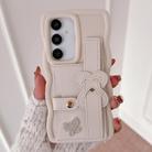 For Samsung Galaxy S23 FE 5G Wristband Leather Love Holder Card Bag Phone Case(White) - 1
