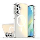For Samsung Galaxy A05s Plating Gradient Discolor MagSafe Phone Case with Holder(White) - 1