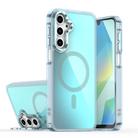 For Samsung Galaxy A25 5G Plating Gradient Discolor MagSafe Phone Case with Holder(Blue) - 1