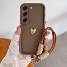For Samsung Galaxy S21 5G Solid Color 3D Love TPU Phone Case with Lanyard(Brown) - 1