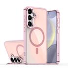 For Samsung Galaxy S25+ 5G Plating Gradient Discolor MagSafe Phone Case with Holder(Pink) - 1