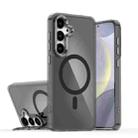 For Samsung Galaxy S25+ 5G Plating Gradient Discolor MagSafe Phone Case with Holder(Black) - 1